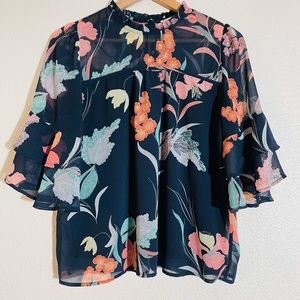 Navy Floral Blouse
